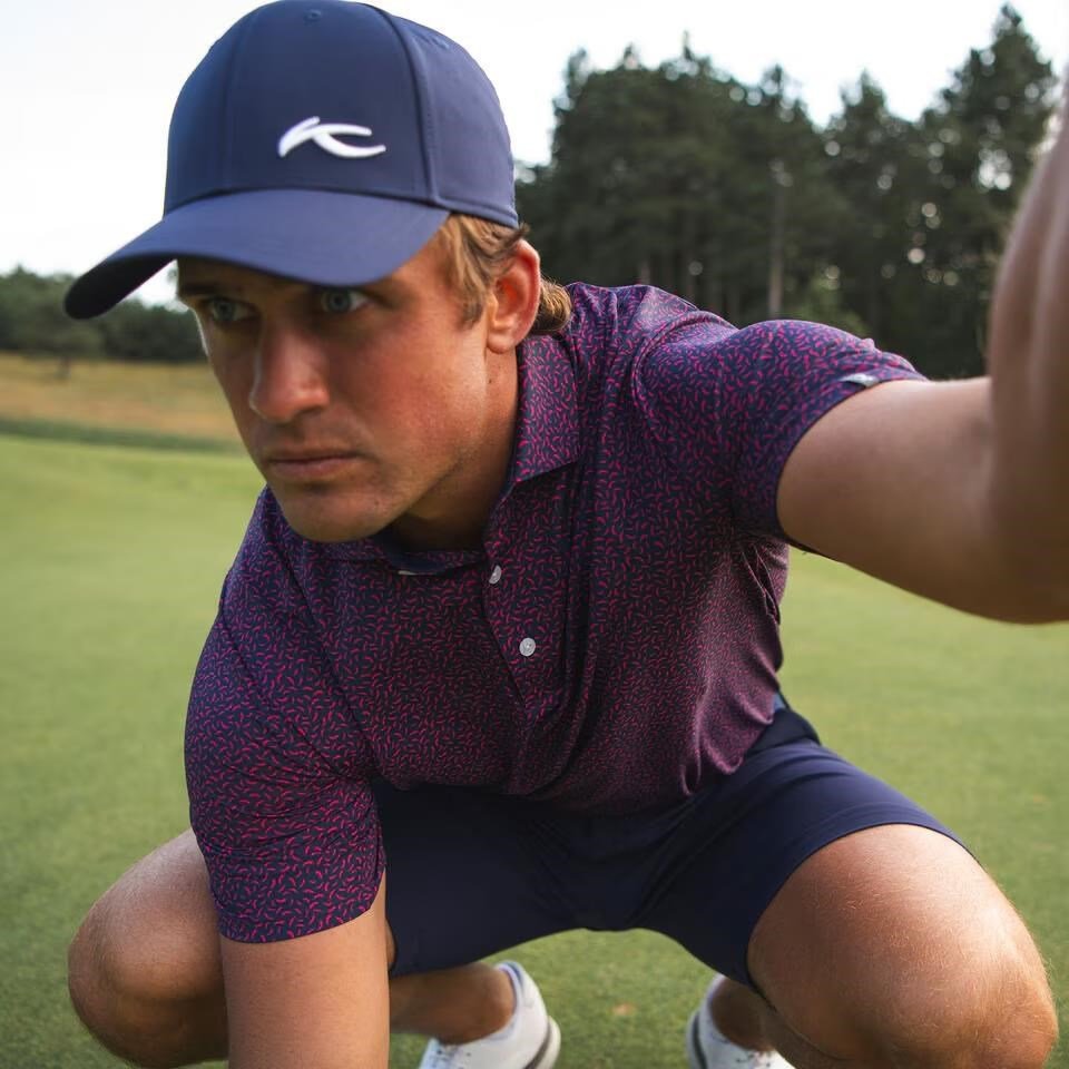 KJUS Golfer polo uomo, rhubarb/atlanta blue