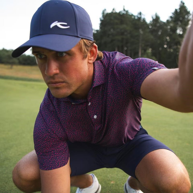 KJUS Golfer polo uomo, rhubarb/atlanta blue