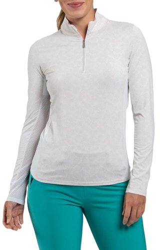 KJUS Sunshine Printed Half-Zip felpa da donna, oyster/white