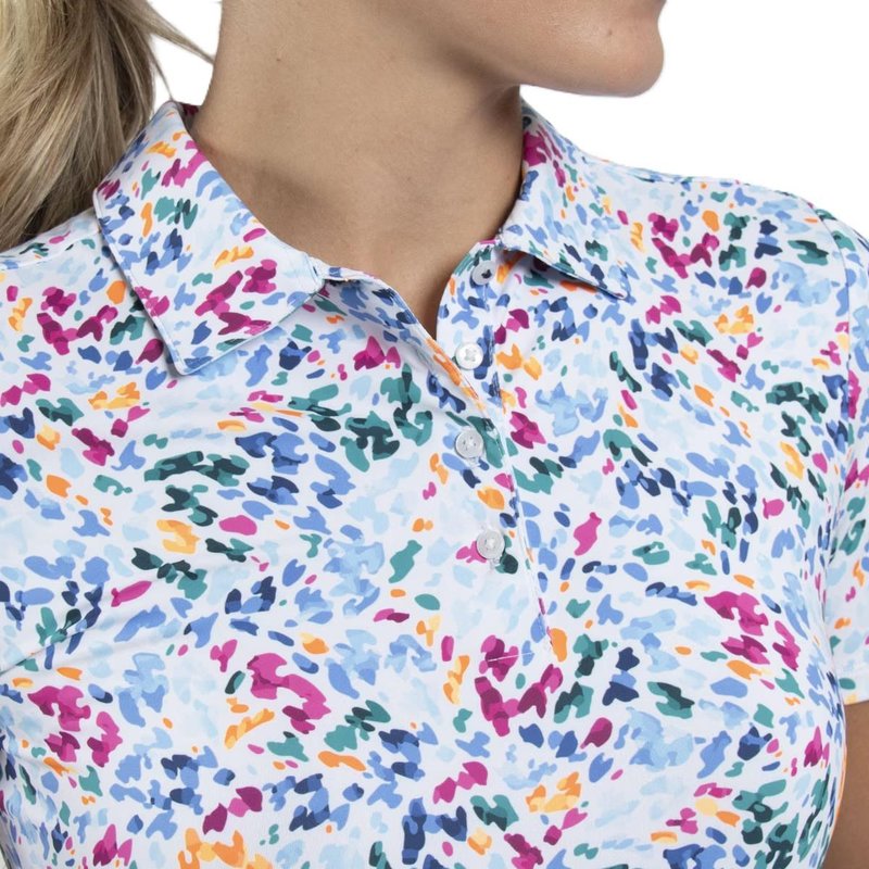 KJUS Enya Printed polo donna, white/poolside