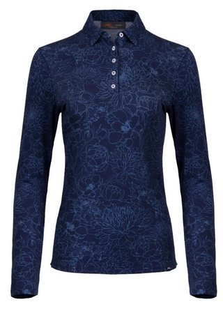 KJUS Hollow Pima Print longsleeve polo donna, atlanta blue/atlanta blue