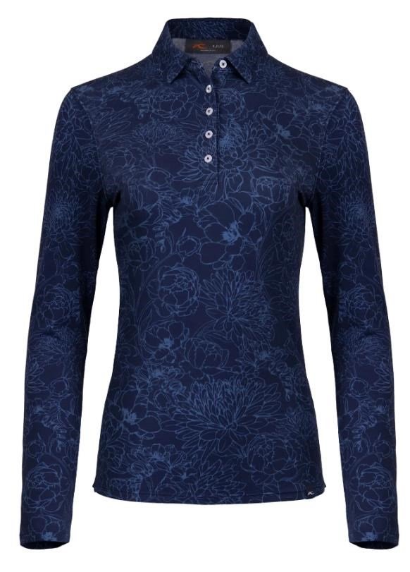 KJUS Hollow Pima Print longsleeve polo donna, atlanta blue/atlanta blue
