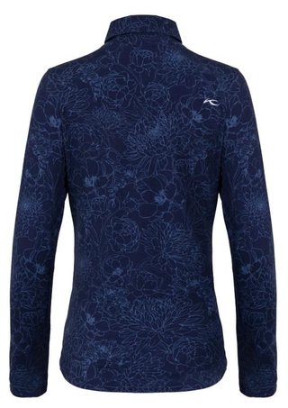 KJUS Hollow Pima Print longsleeve polo donna, atlanta blue/atlanta blue