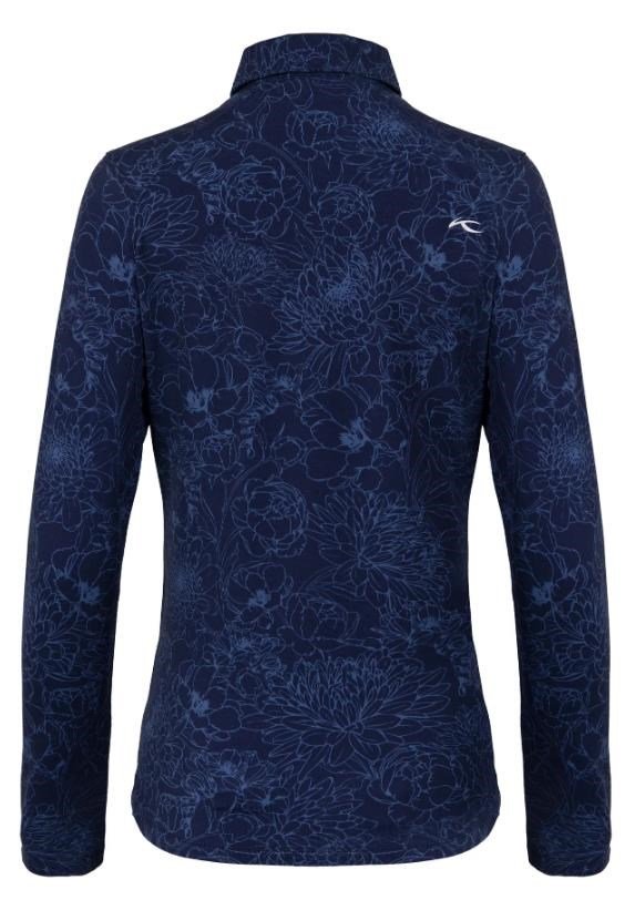 KJUS Hollow Pima Print longsleeve polo donna, atlanta blue/atlanta blue
