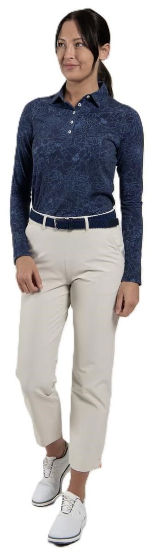 KJUS Hollow Pima Print longsleeve polo donna, atlanta blue/atlanta blue