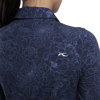 KJUS Hollow Pima Print longsleeve polo donna, atlanta blue/atlanta blue