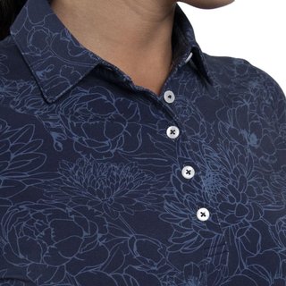 KJUS Hollow Pima Print longsleeve polo donna, atlanta blue/atlanta blue