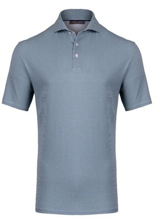 KJUS Hollow Pima Print polo uomo, riverbank/white