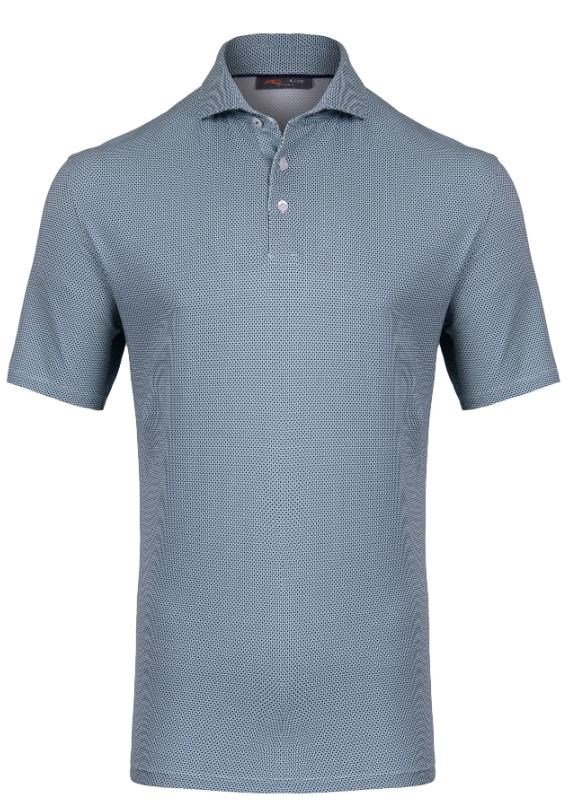 KJUS Hollow Pima Print polo uomo, riverbank/white