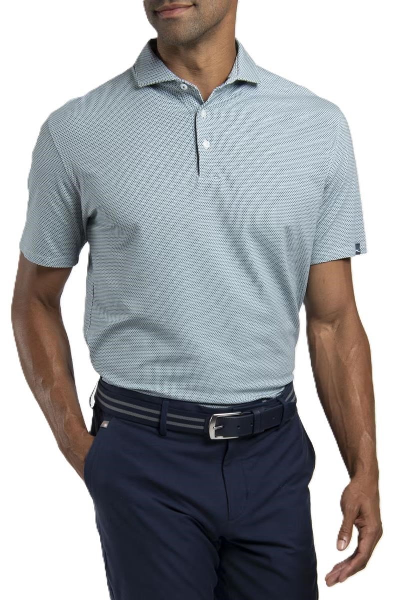 KJUS Hollow Pima Print polo uomo, riverbank/white