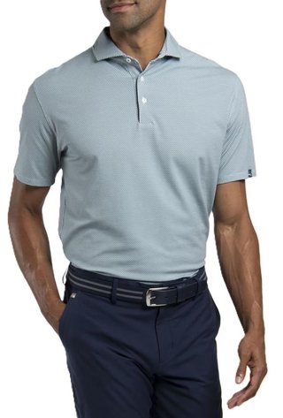KJUS Hollow Pima Print polo uomo, riverbank/white