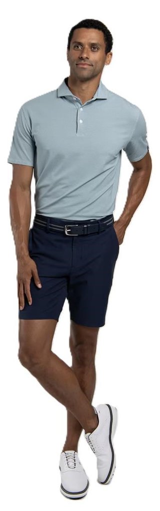 KJUS Hollow Pima Print polo uomo, riverbank/white