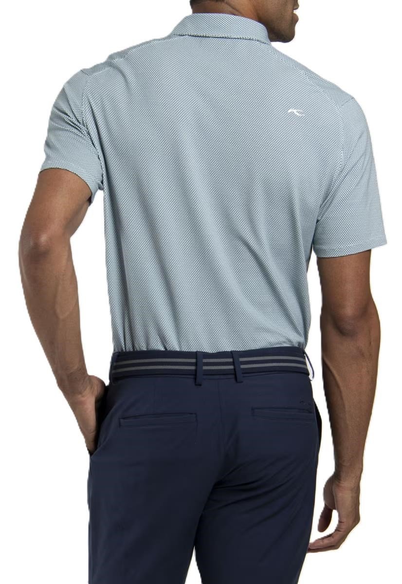 KJUS Hollow Pima Print polo uomo, riverbank/white