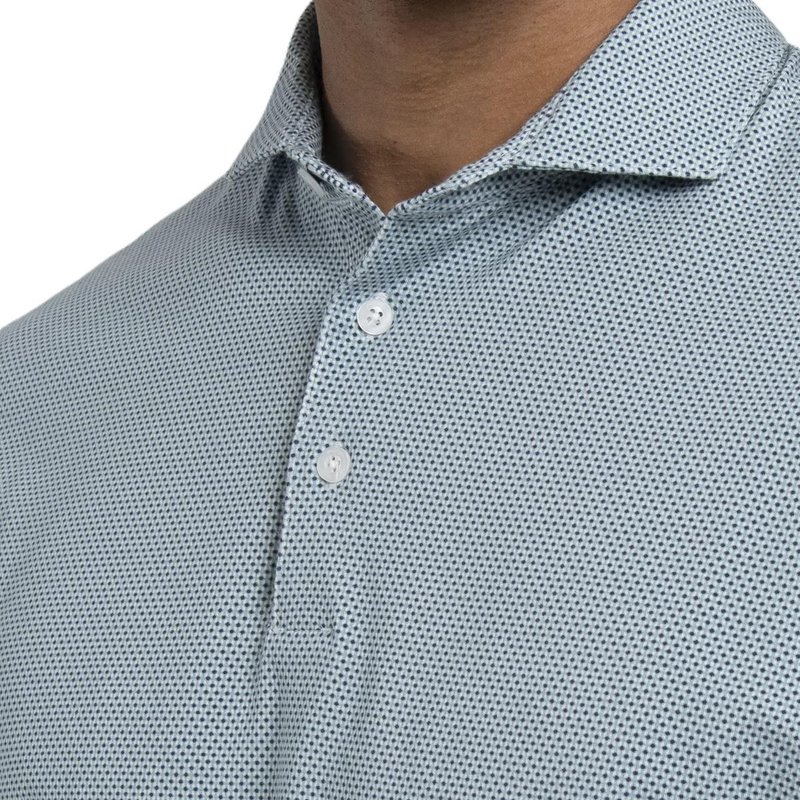 KJUS Hollow Pima Print polo uomo, riverbank/white