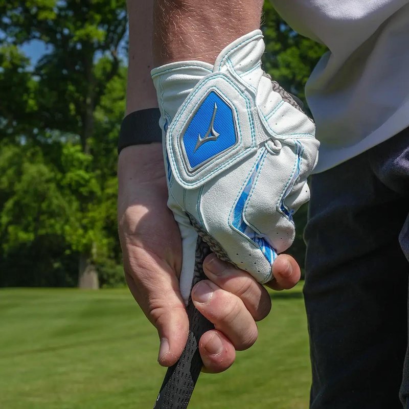 Mizuno Double Grip guanto da golf uomo, bianco