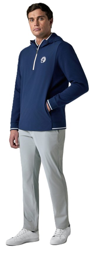 Callaway Mid Century Mixed Media Hooded 1/4 Zip felpa da uomo con cappuccio, medieval blue