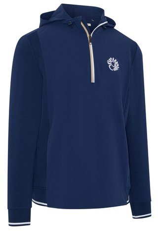 Callaway Mid Century Mixed Media Hooded 1/4 Zip felpa da uomo con cappuccio, medieval blue