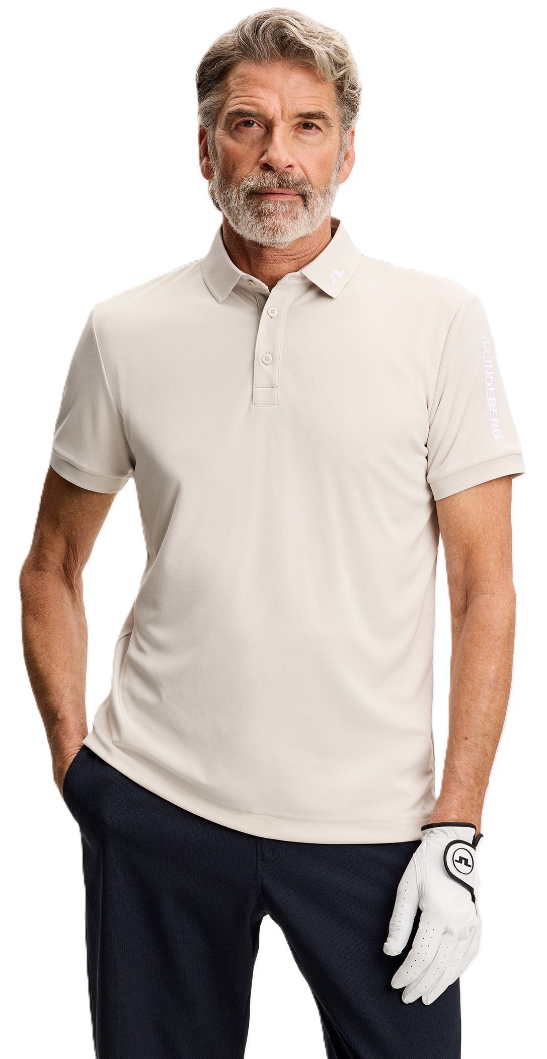 J.Lindeberg Tour Tech Slim Fit polo da uomo, moonbeam