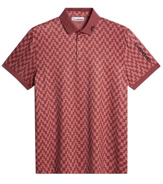 J.Lindeberg Tour Tech Print polo da uomo, bridge stack apple butter