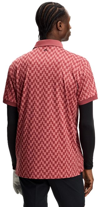 J.Lindeberg Tour Tech Print polo da uomo, bridge stack apple butter