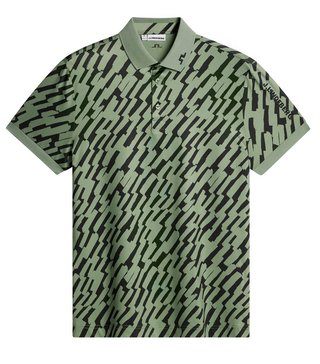 J.Lindeberg Tour Tech Print polo da uomo, oak green