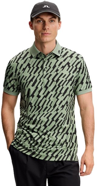 J.Lindeberg Tour Tech Print polo da uomo, oak green