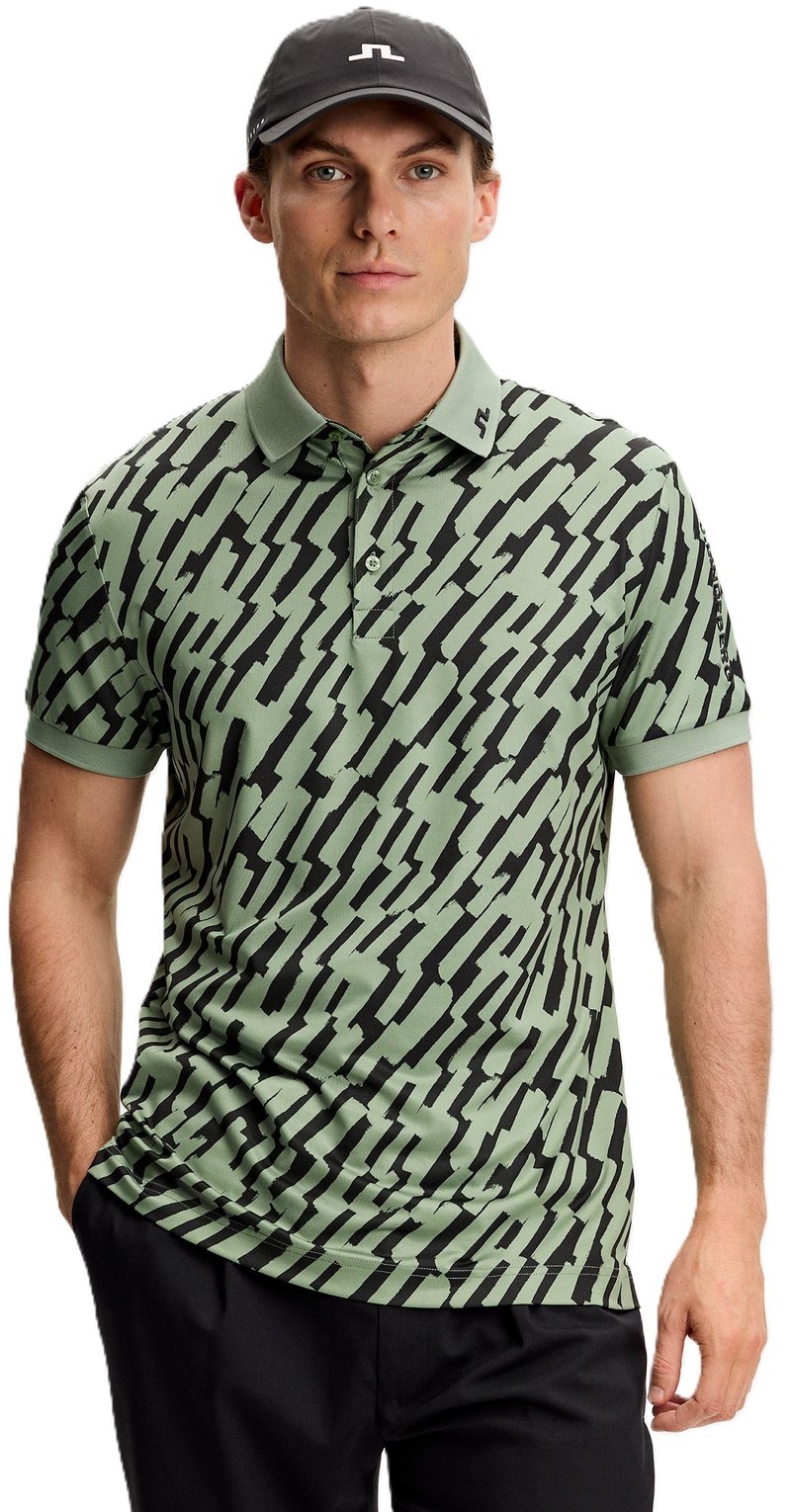 J.Lindeberg Tour Tech Print polo da uomo, oak green