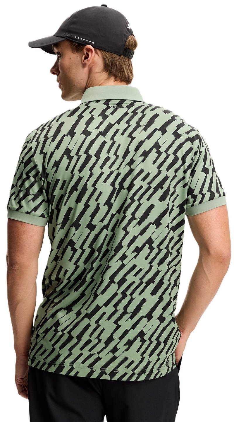 J.Lindeberg Tour Tech Print polo da uomo, oak green