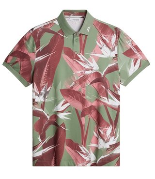 J.Lindeberg Tour Tech Print polo da uomo, paradise hedge green