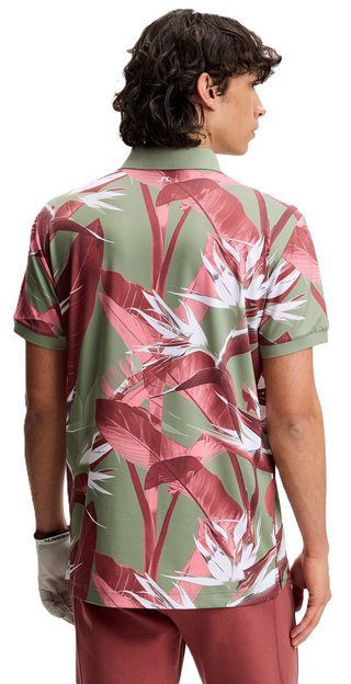 J.Lindeberg Tour Tech Print polo da uomo, paradise hedge green