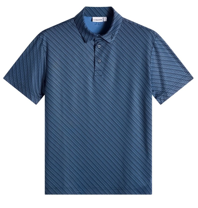 J.Lindeberg Tod Print polo uomo, flight bridge navy fed