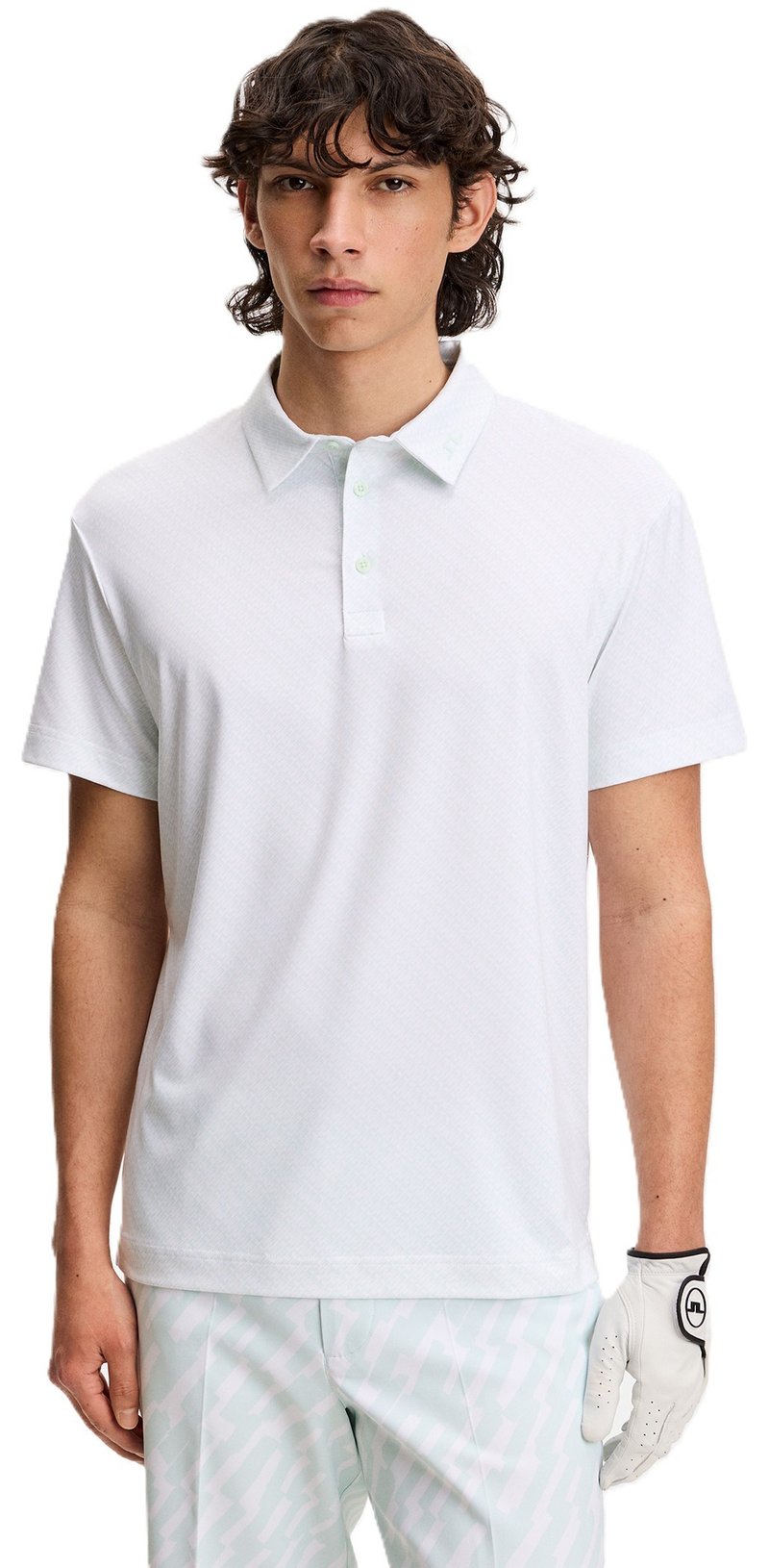 J.Lindeberg Tod Print polo da uomo, flight bridge white sky