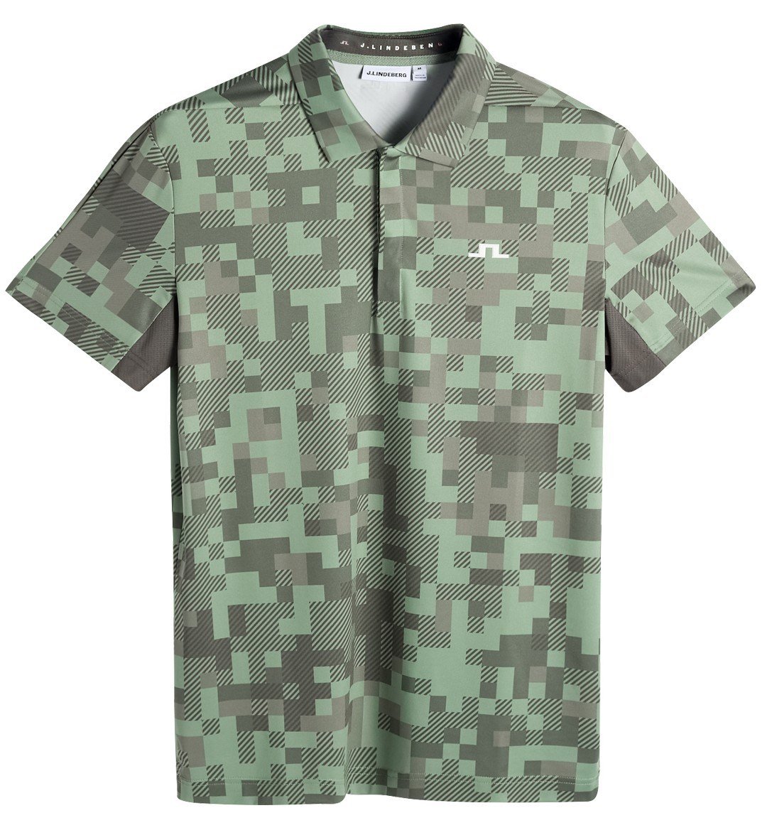 J.Lindeberg Dario Tour Print polo da uomo, tour 26 tonal green