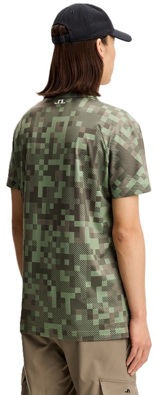 J.Lindeberg Dario Tour Print polo da uomo, tour 26 tonal green