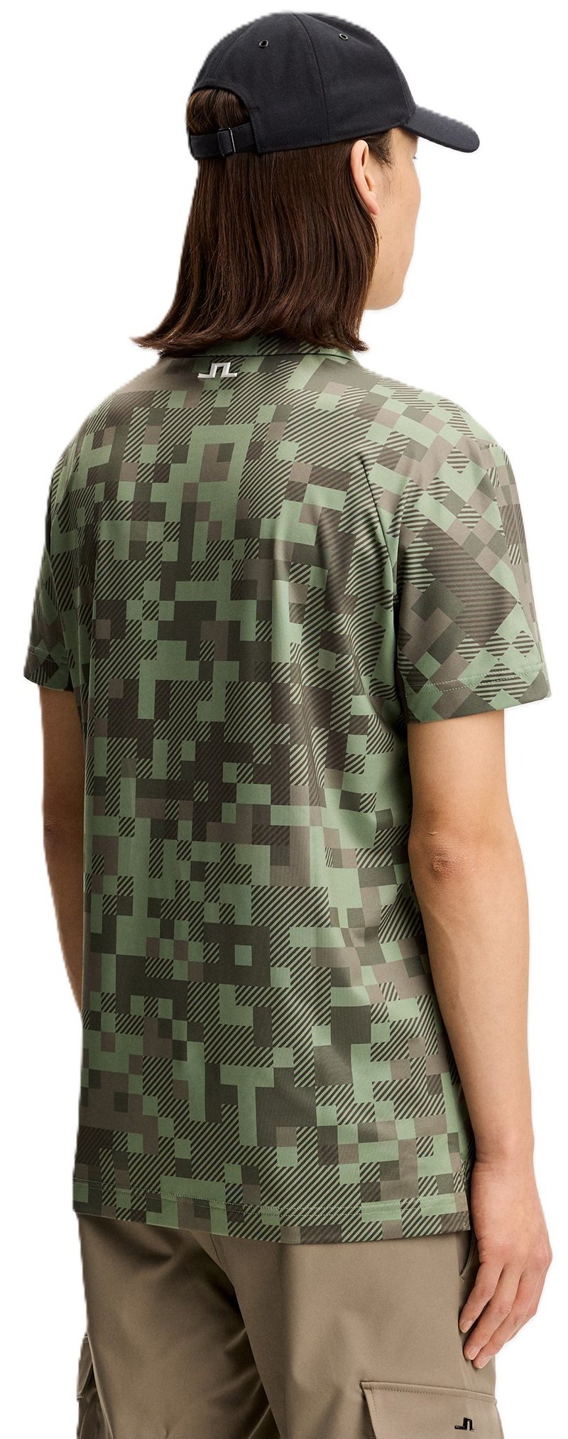 J.Lindeberg Dario Tour Print polo da uomo, tour 26 tonal green