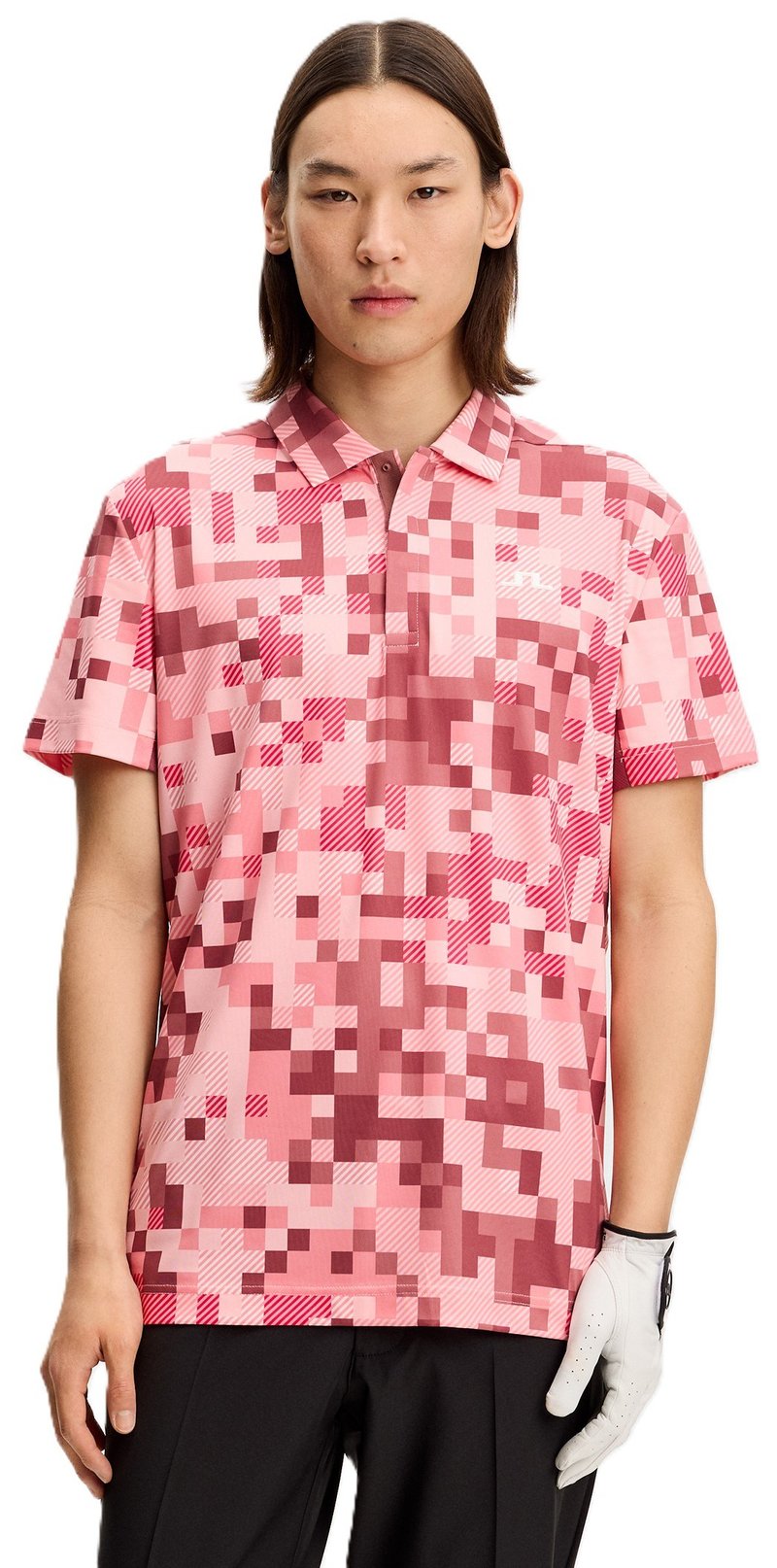 J.Lindeberg Dario Tour Print polo da uomo, tour 26 pink