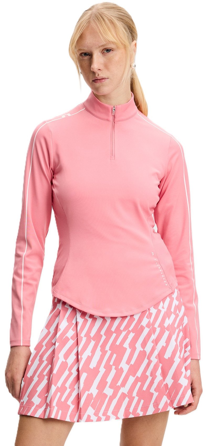 J.Lindeberg Adiola Quarter Zip Mid Layer felpa donna, flamingo plume