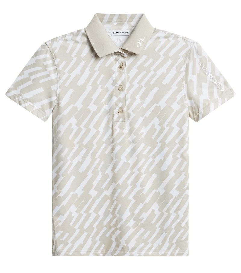 J.Lindeberg Tour Tech Print polo da donna, oak island fossil