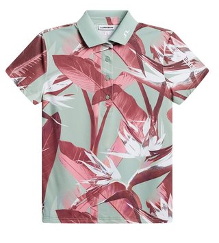 J.Lindeberg Tour Tech Print polo da donna, paradise jadeite