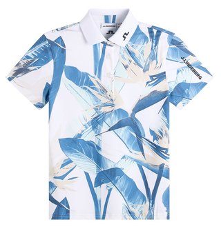 J.Lindeberg Tour Tech Print polo da donna, paradise skylight