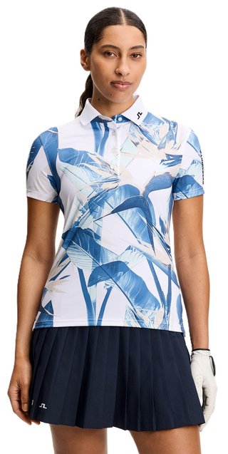 J.Lindeberg Tour Tech Print polo da donna, paradise skylight