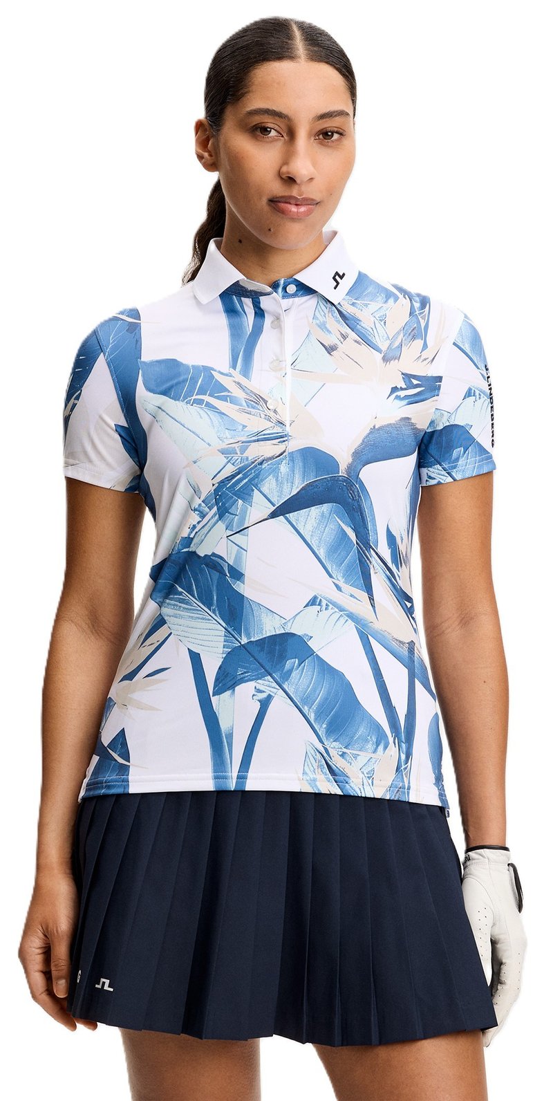 J.Lindeberg Tour Tech Print polo da donna, paradise skylight