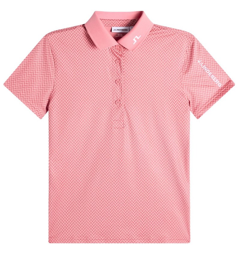 J.Lindeberg Tour Tech Print polo da donna, bridge stack rose