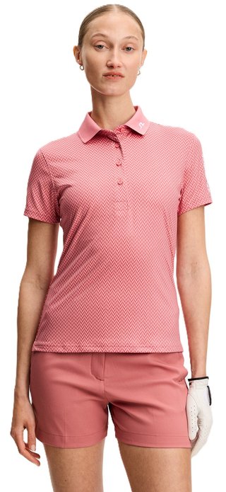 J.Lindeberg Tour Tech Print polo da donna, bridge stack rose