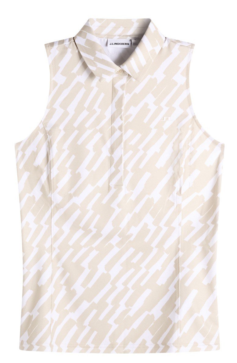 J.Lindeberg Dena Print Sleeveless polo donna, oak island fossil