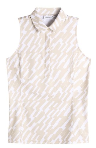 J.Lindeberg Dena Print Sleeveless polo donna, oak island fossil
