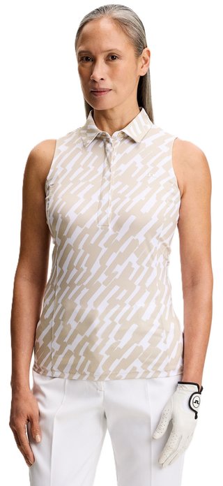 J.Lindeberg Dena Print Sleeveless polo donna, oak island fossil