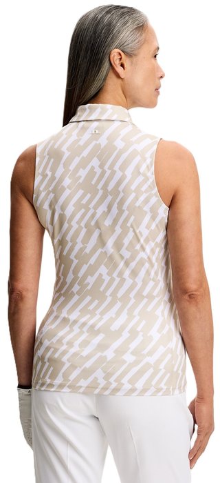 J.Lindeberg Dena Print Sleeveless polo donna, oak island fossil