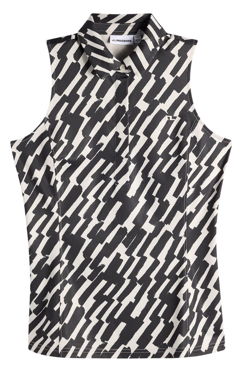 J.Lindeberg Dena Print Sleeveless polo donna, oak moonbeam