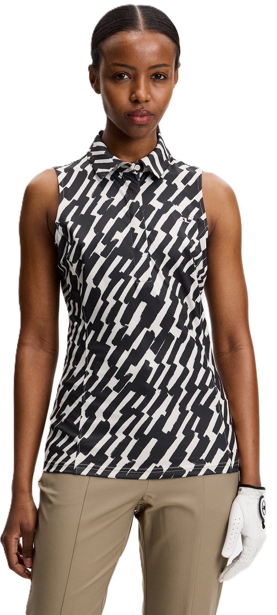 J.Lindeberg Dena Print Sleeveless polo donna, oak moonbeam